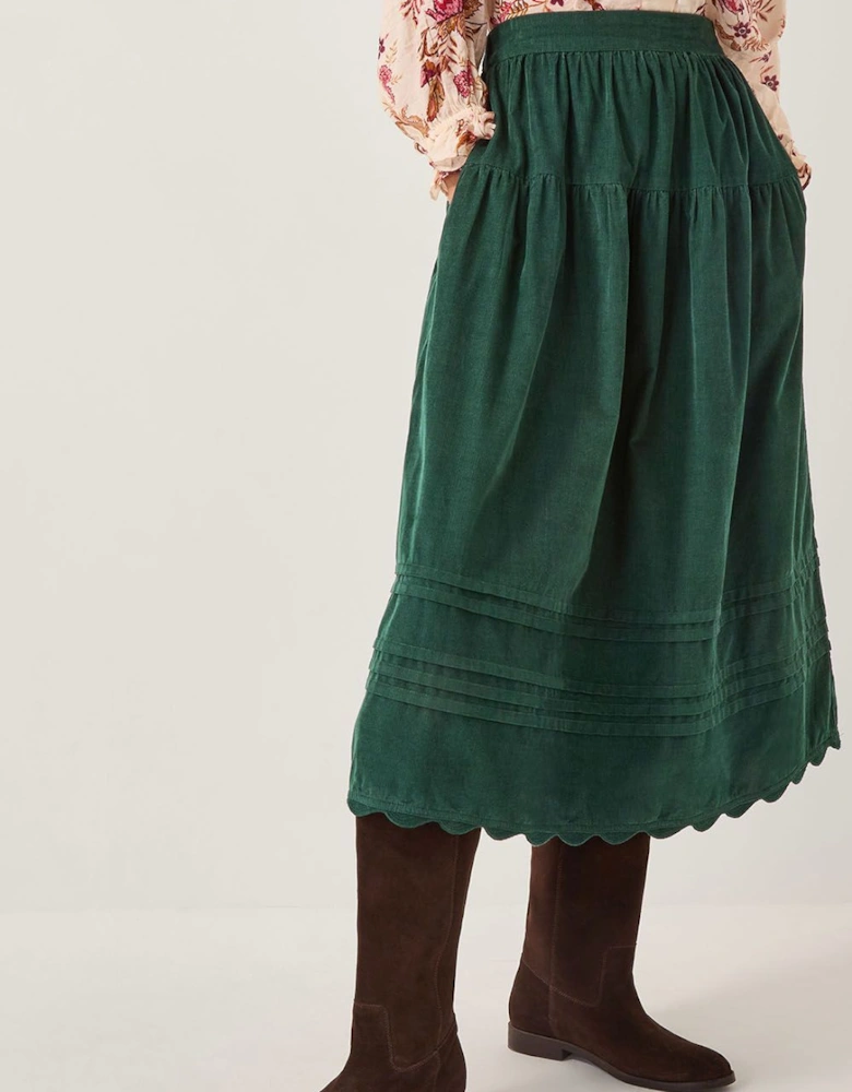 Mina Corduroy Midi Skirt Green