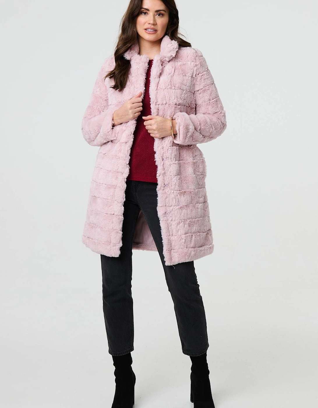 Faux Fur Thigh Length Coat, 2 of 1