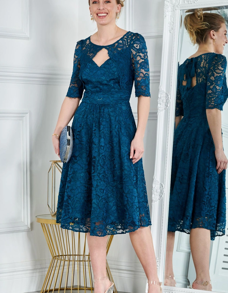 Fit And Flare Lace Midi Dress