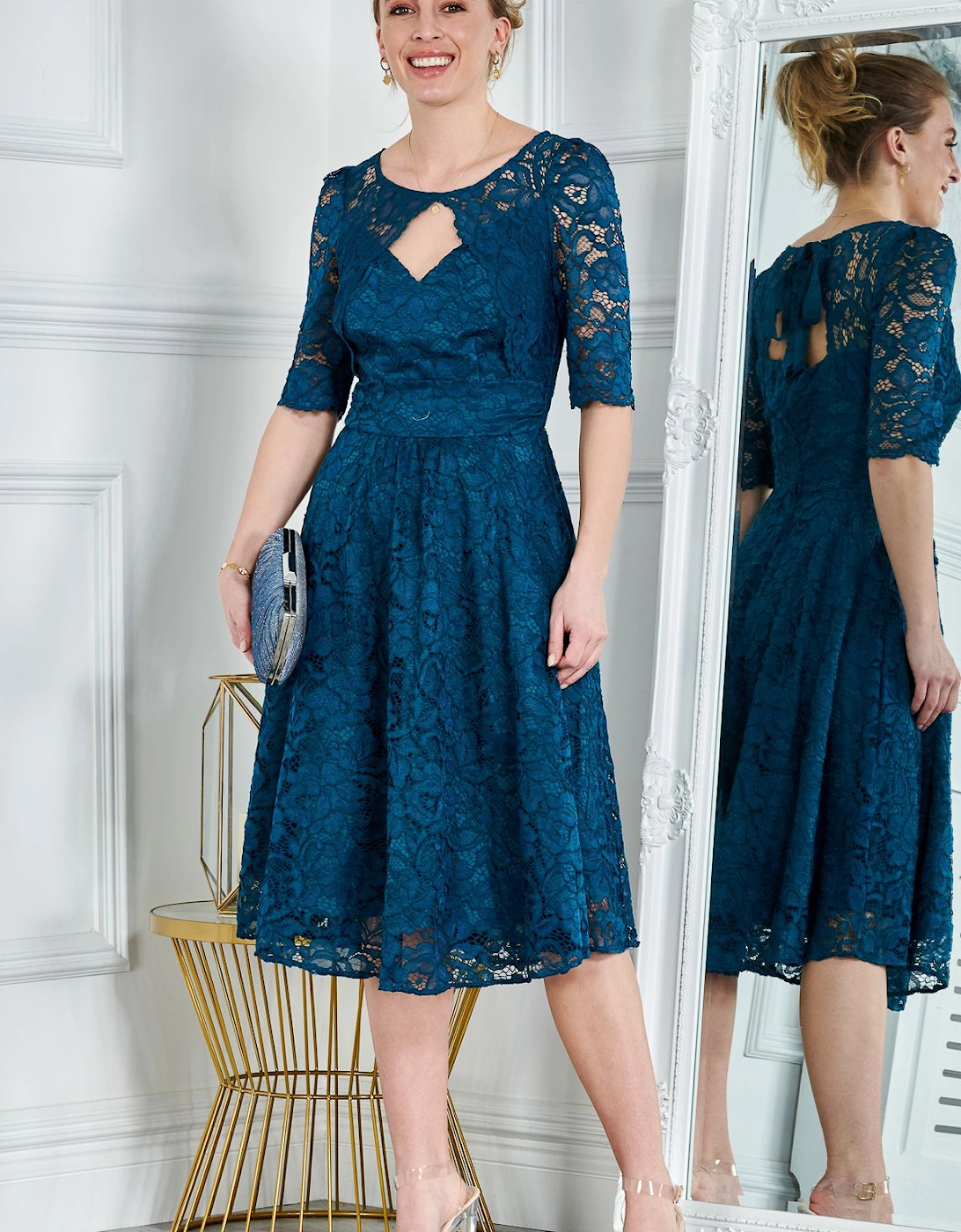 Fit And Flare Lace Midi Dress, 2 of 1