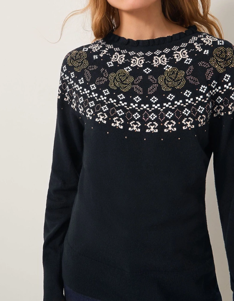 Fia Hotfix Fair Isle Jumper Black