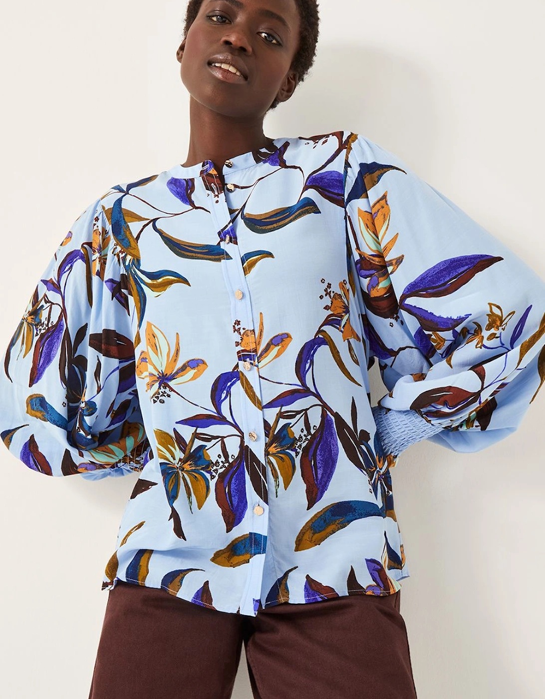 Sonya Floral Print Blouson Blouse Blue, 2 of 1