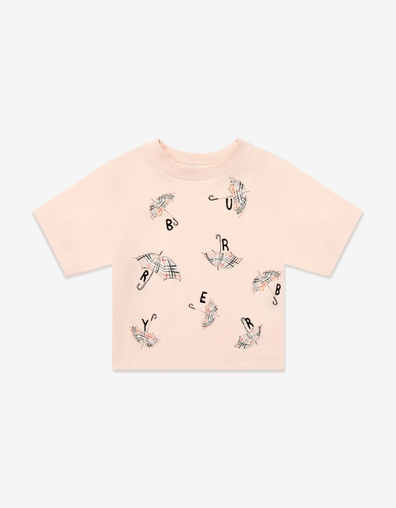 Baby Girls Mini Cedar Umbrella T-Shirt in Pink