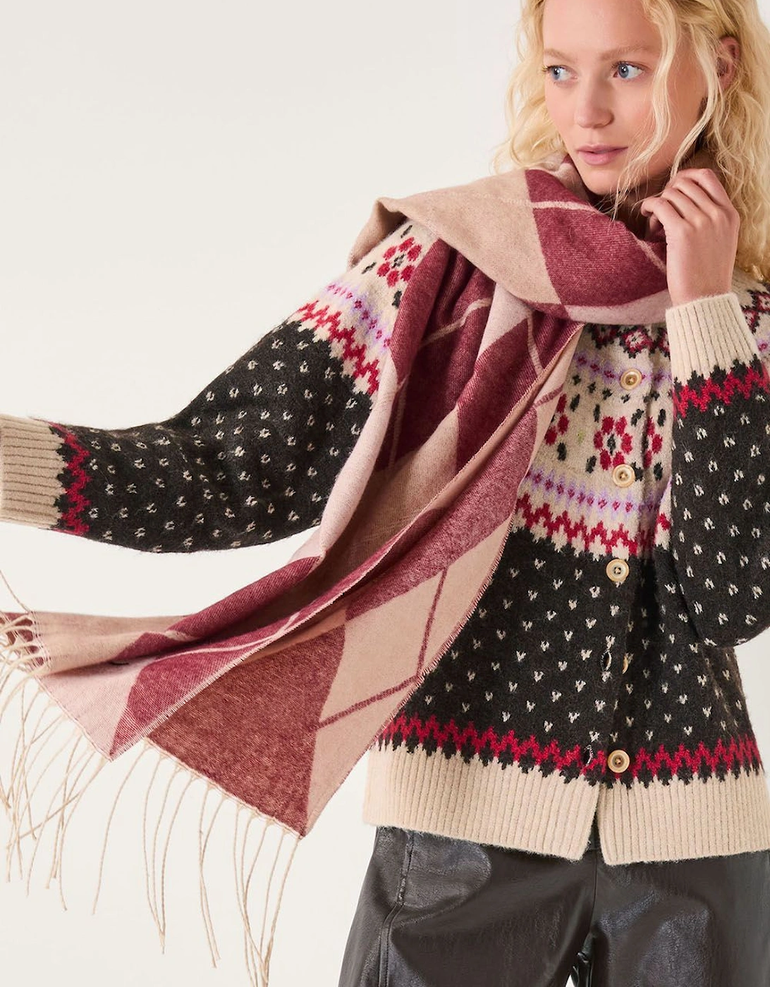 Feliz Fair Isle Cardigan  Brown, 2 of 1
