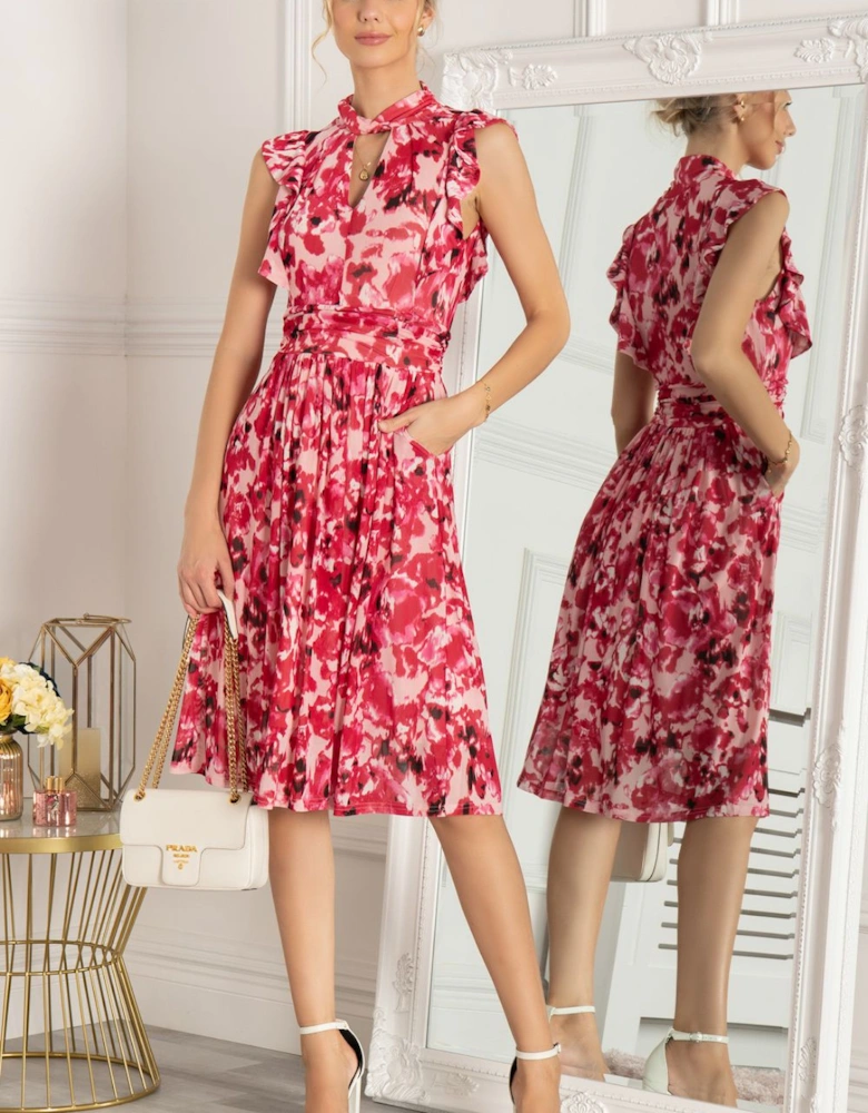 Alaine Frill Shoulder Mesh Dress