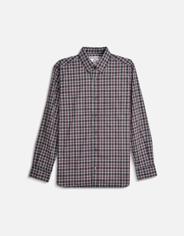 Mens Checked Button Down Collar Long Sleeve Shirt