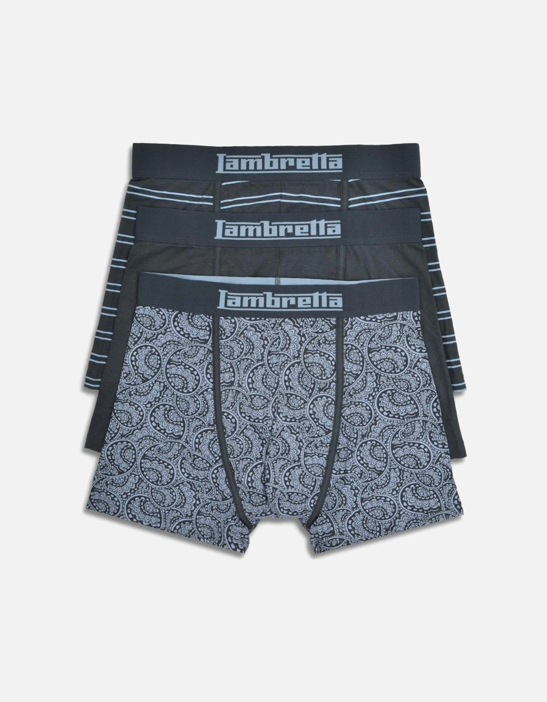 Mens 3 Pack Paisley & Stripe Boxer Shorts, 2 of 1