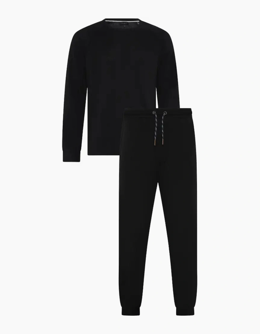 Ted Baker Men's Black Waffle Long-Sleeve Top & Joggers Lounge Set, - Size 37/36/32/42/Regular