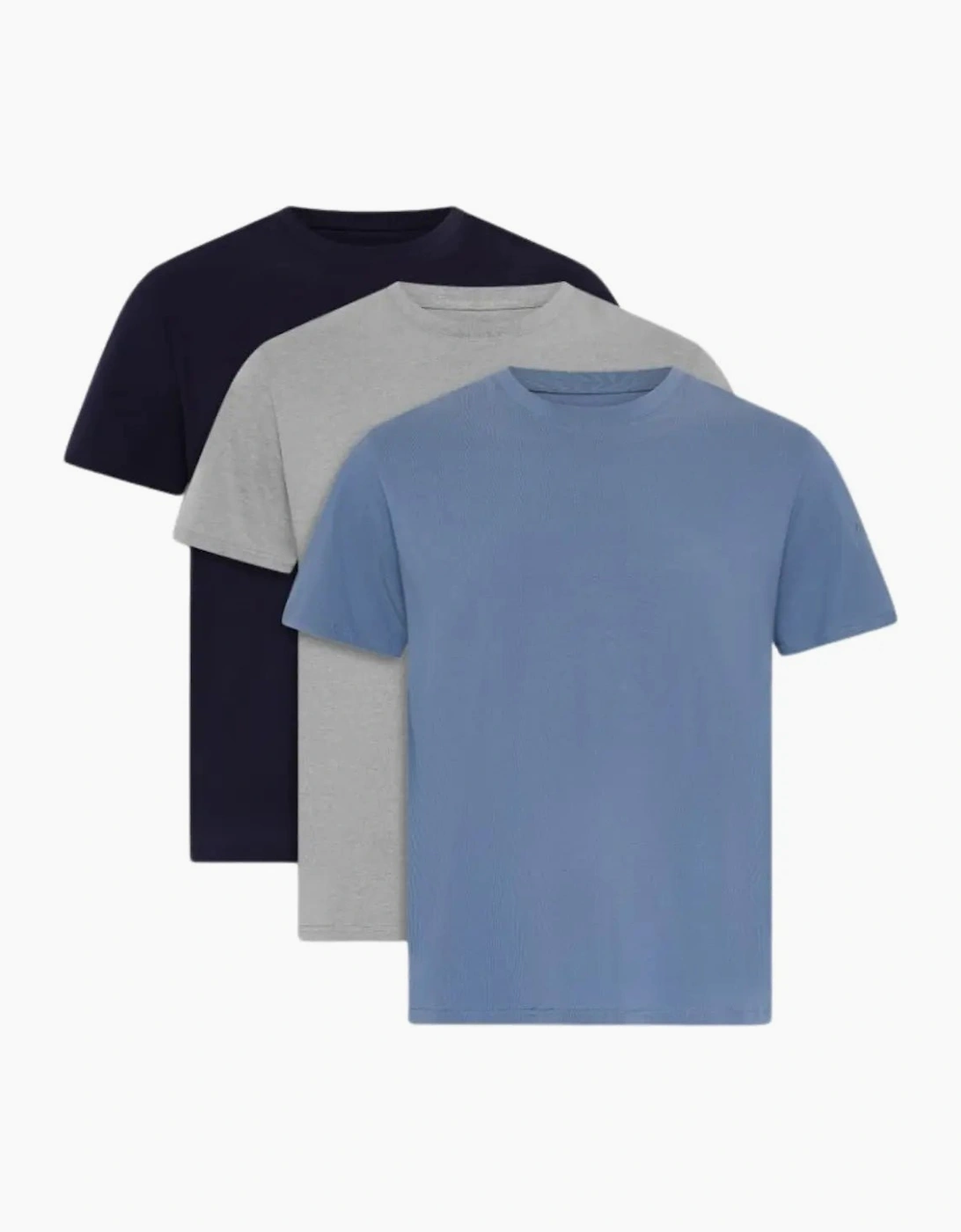 Ted Baker Men's Blue 3-Pack Cotton Stretch Crew-Neck T-Shirts, Navy/Grey/ - Size 40