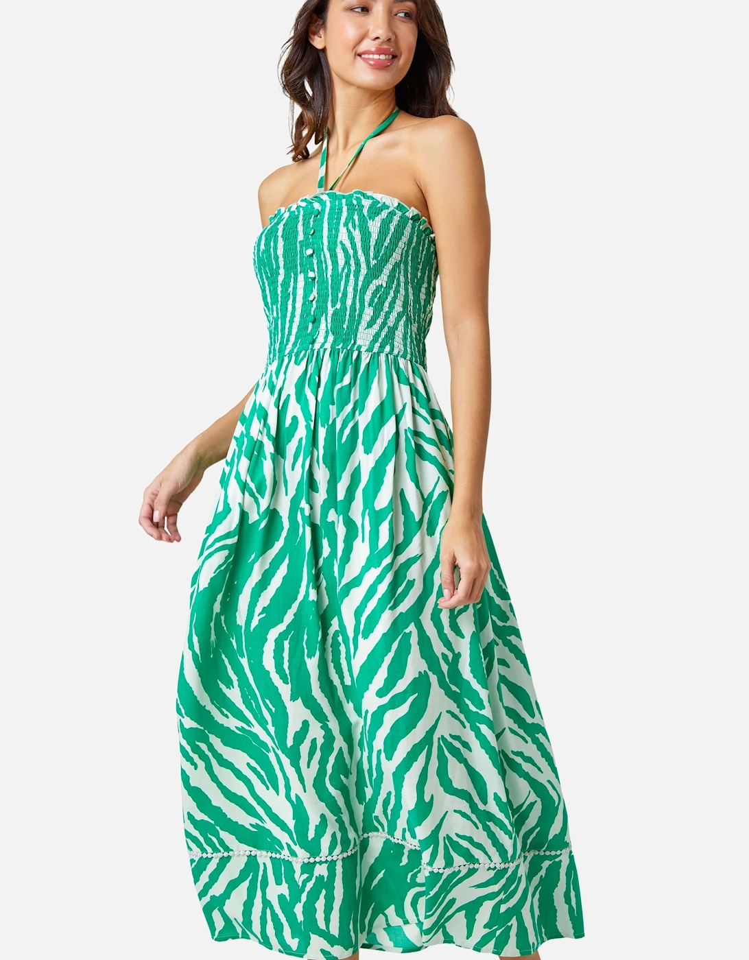 Animal Shirred Stretch Maxi Dress, 2 of 1