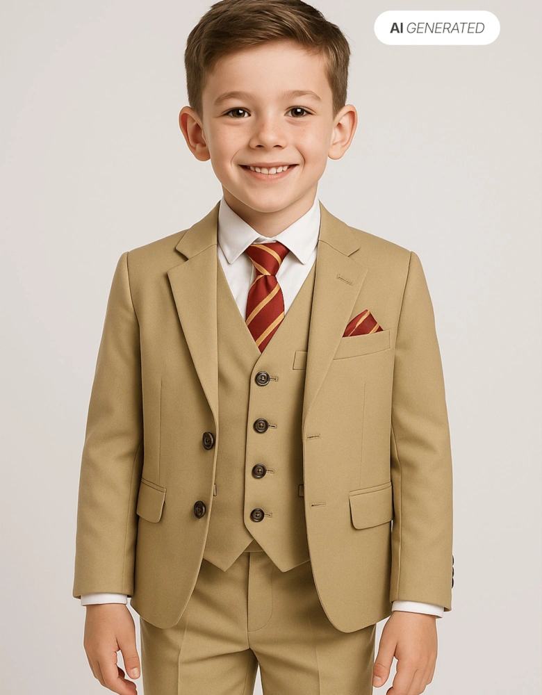 Boys 7 Piece Suit Set in Beige