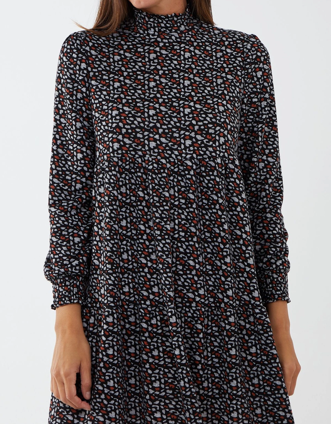 High Neck Abstract Print Smock Dress, 2 of 1