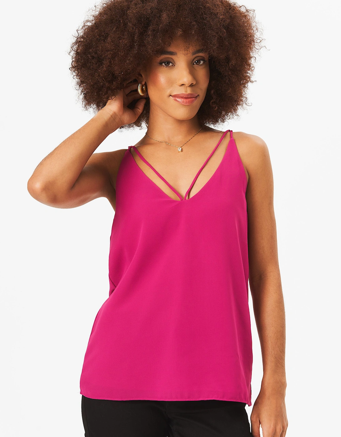 Fuchsia Plain Strappy Cami Top, 2 of 1