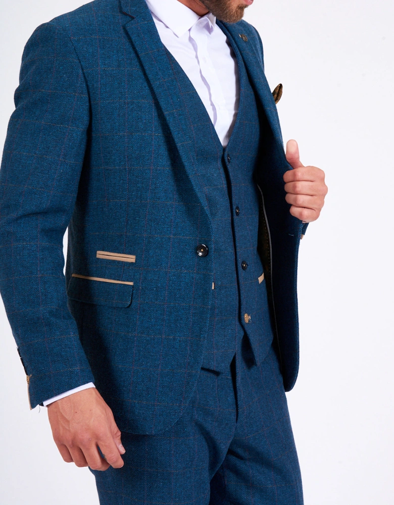 Dion Check Tweed Blazer - Blue