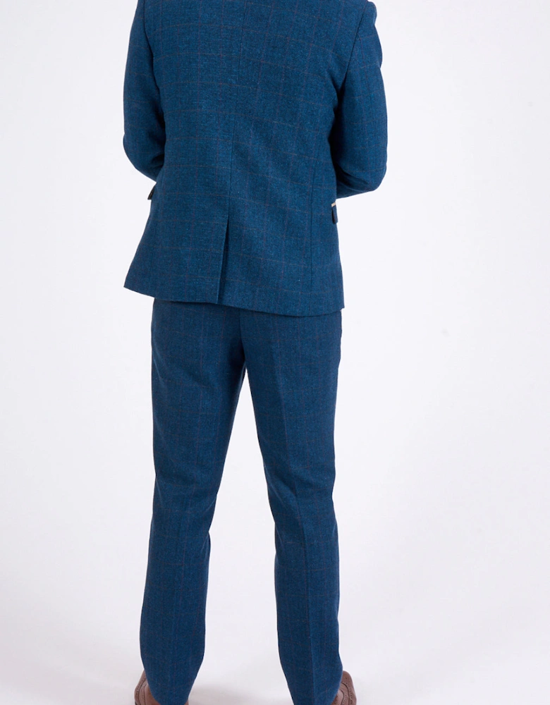 Dion Check Tweed Trouser - Blue