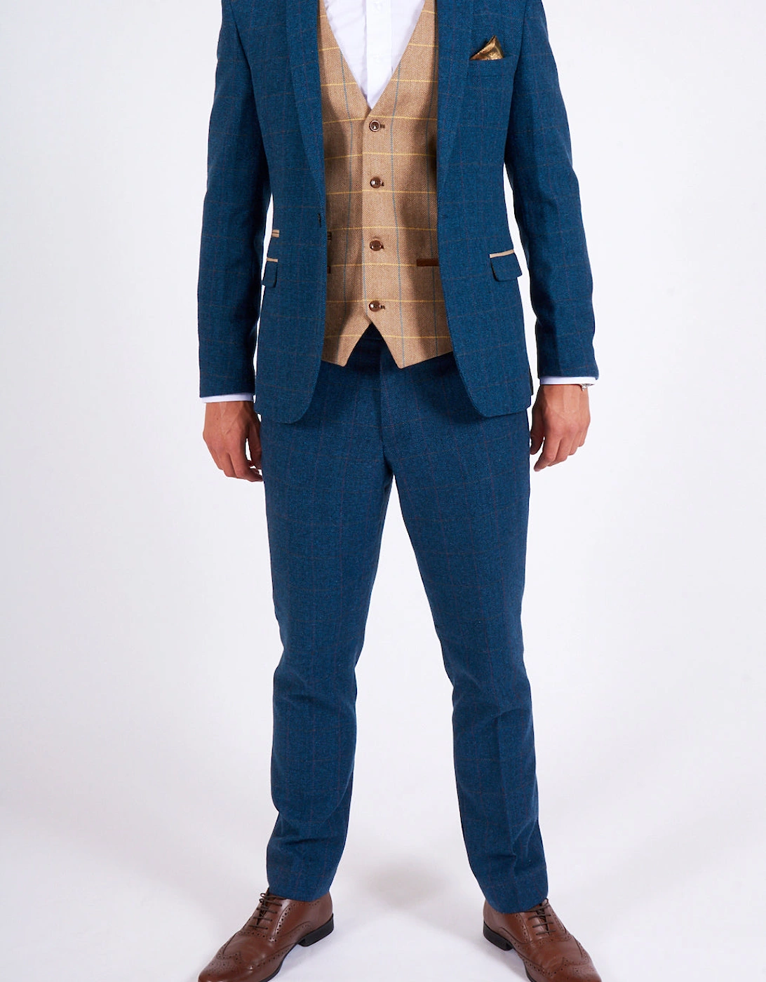 Dion Check Tweed Trouser - Blue