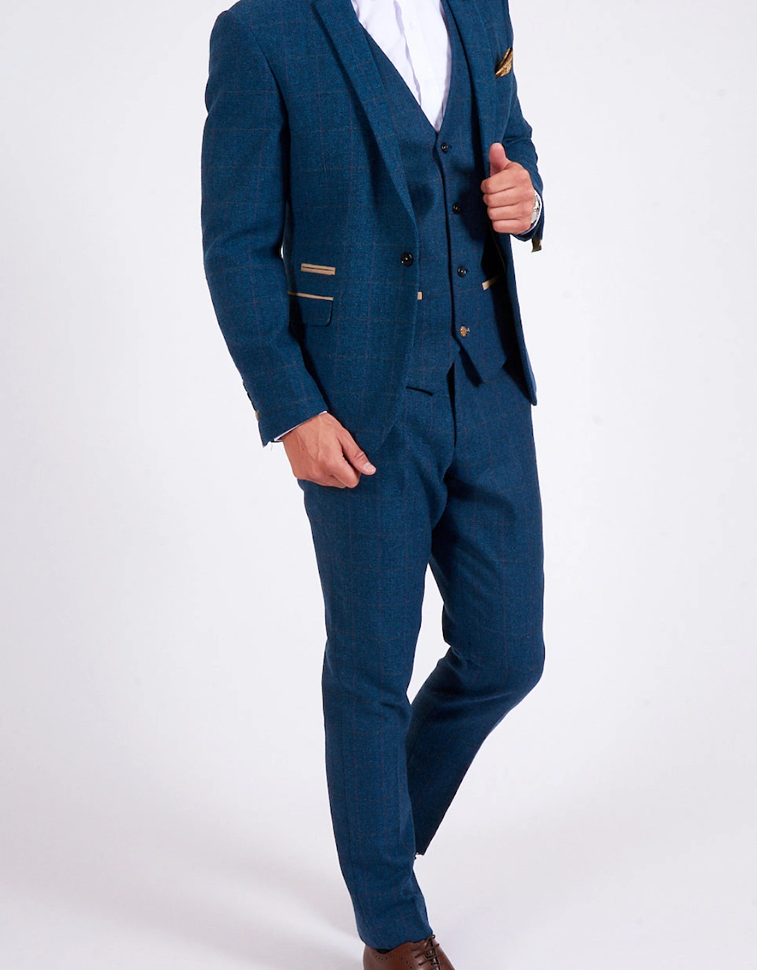 Dion Check Tweed Trouser - Blue