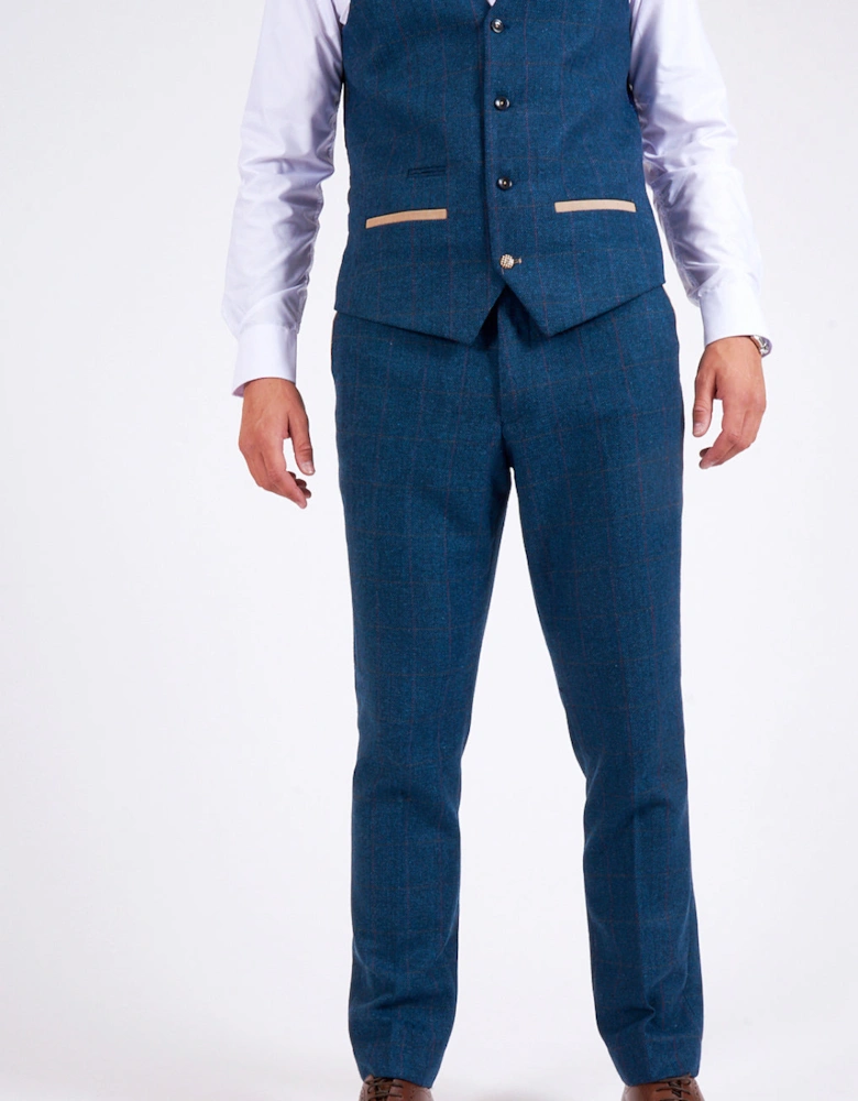 Dion Check Tweed Trouser - Blue