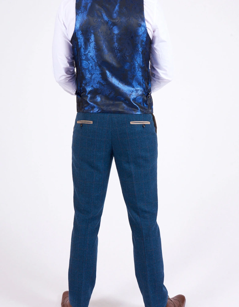 Dion Check Tweed Trouser - Blue