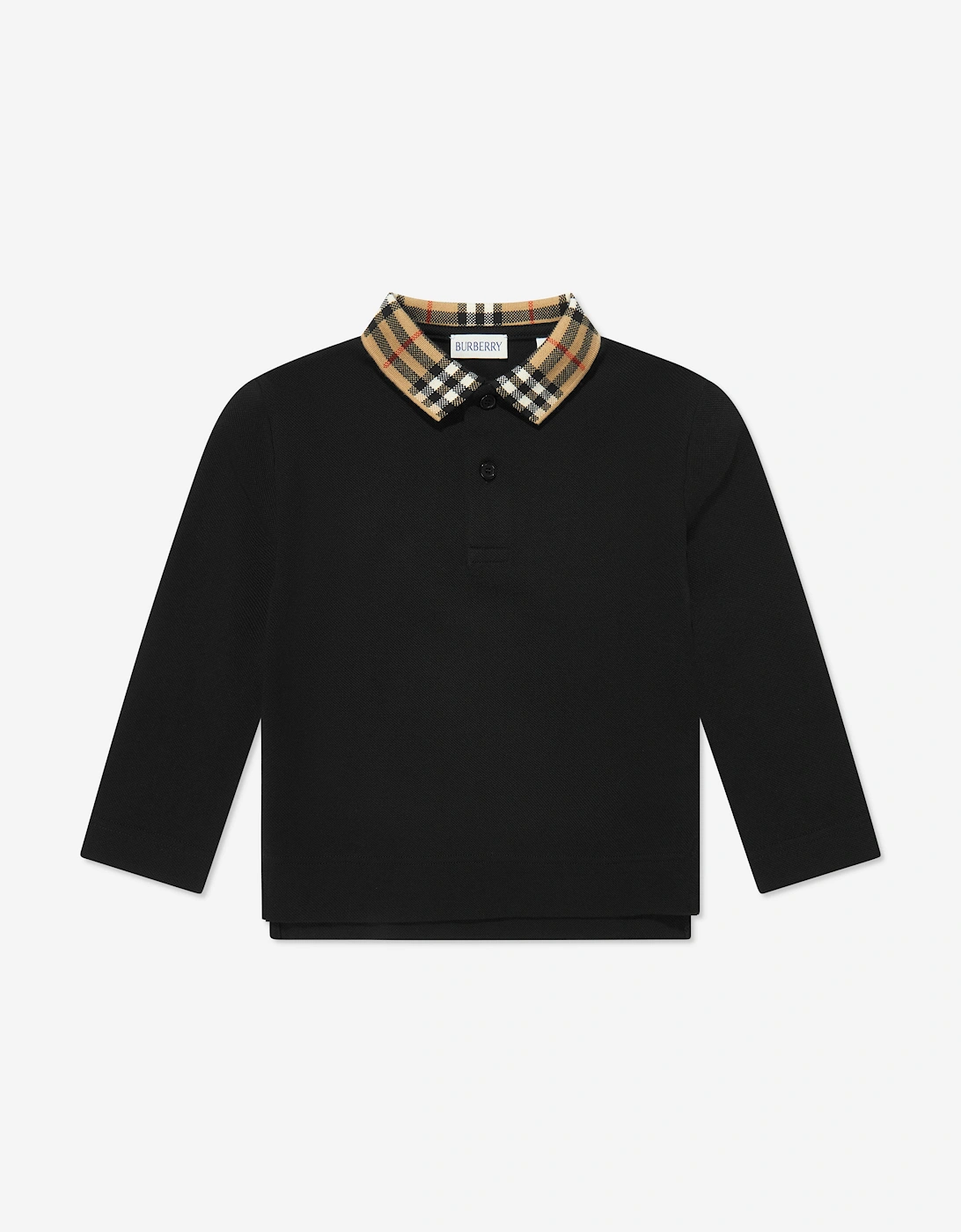 Boy's Burberry Boys Johane EKD Long Sleeve Polo Shirt in Black - Size: 8 years
