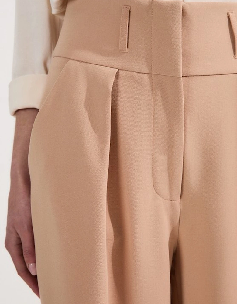 Petite Compact Stretch Essential Tailored High Waist Wide Leg Trouser