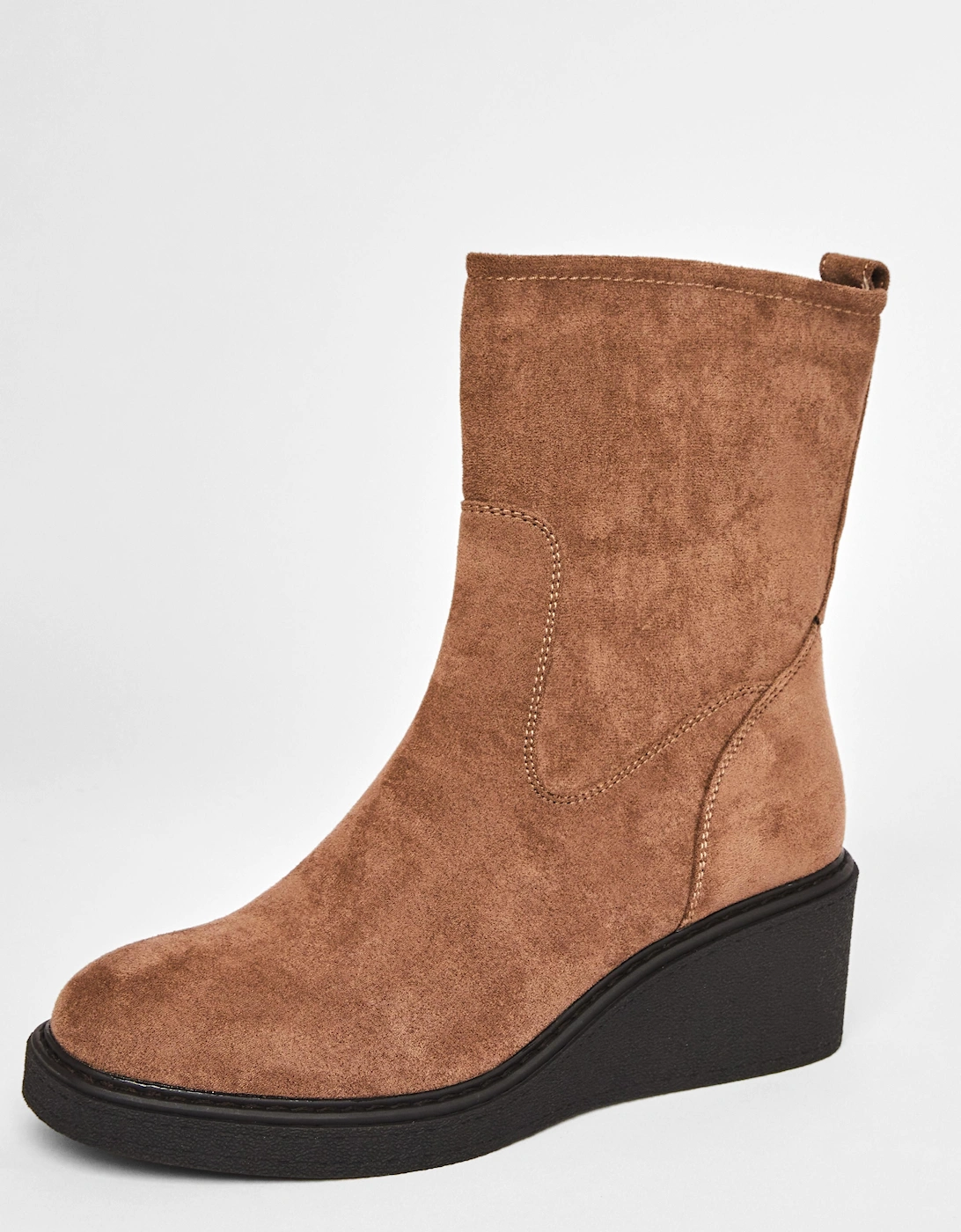 Tan Faux Suede Wedge Boot, 2 of 1