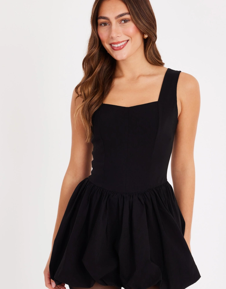 Black Puff Ball Skater Dress
