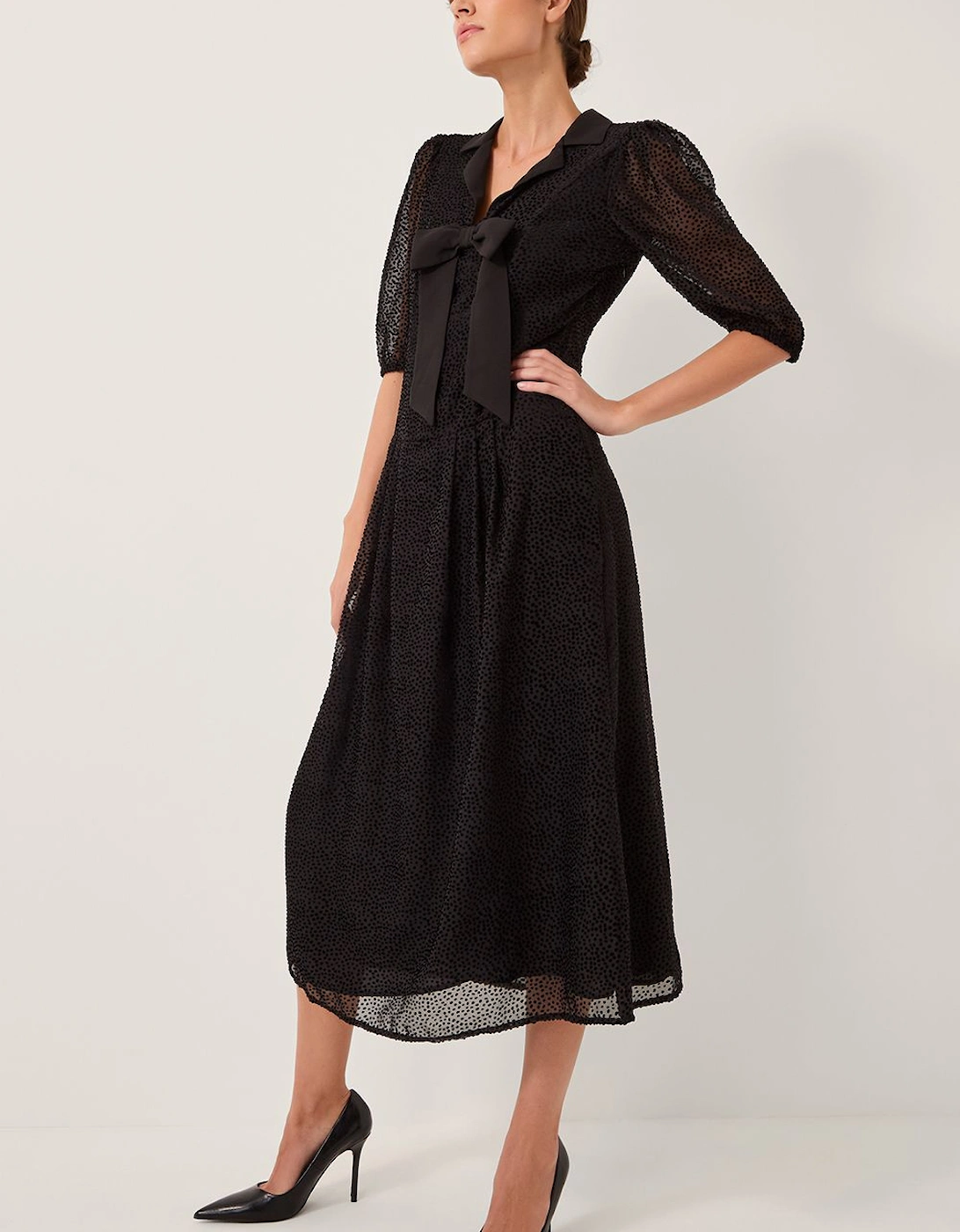 Mae Polka Dot Devor? Midi Dress Black, 2 of 1