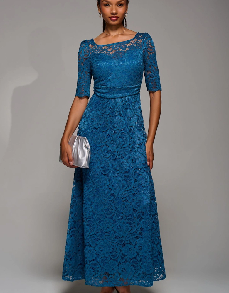 Elbow Sleeve Lace Maxi Dress
