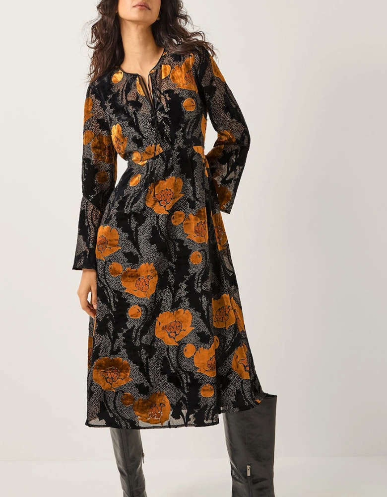 Reese Devor? Polka Dot Midi Dress Black