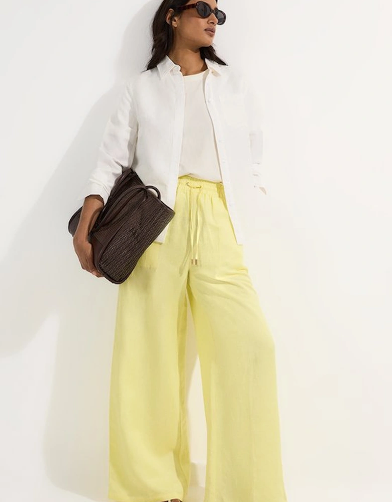 Viscose Linen Tie Waist Woven Trouser