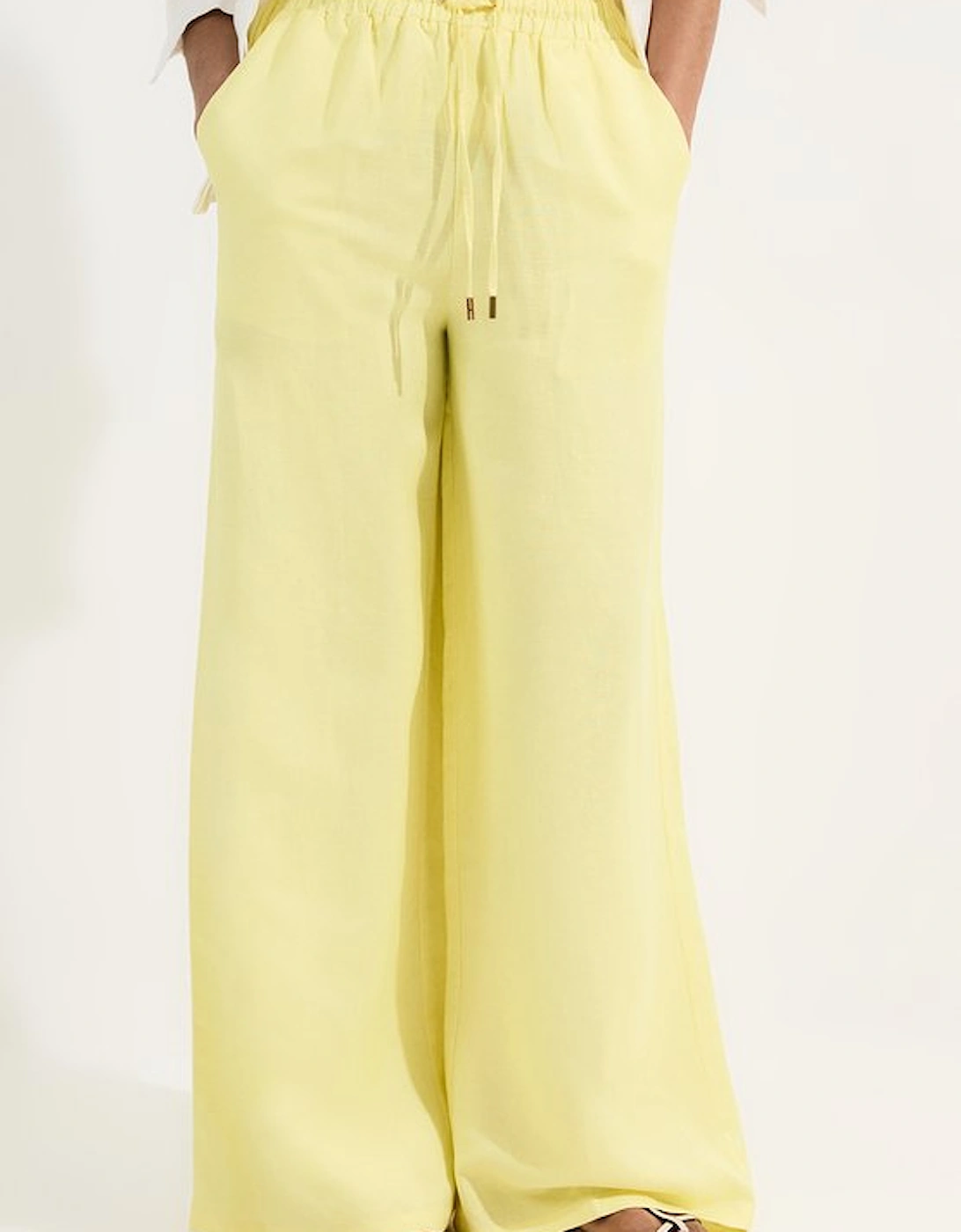 Viscose Linen Tie Waist Woven Trouser