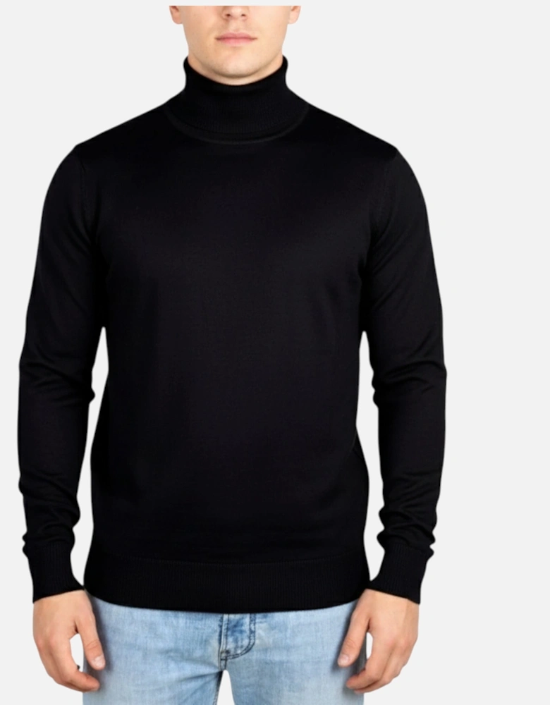 Mens Jumper Turtle Neck Stretch Skinny Fit