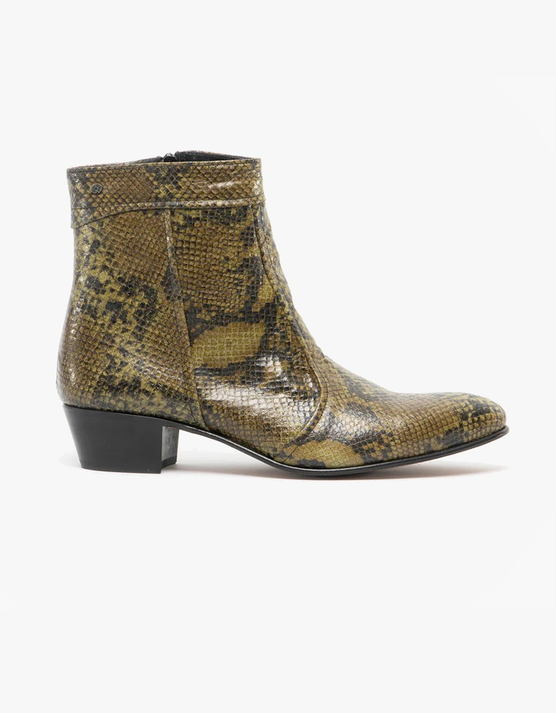 Men's Club Cubano EMMANUEL Mens Snakeprint Leather Cuban Heel Boots Musgo - Green - Size: 10.5