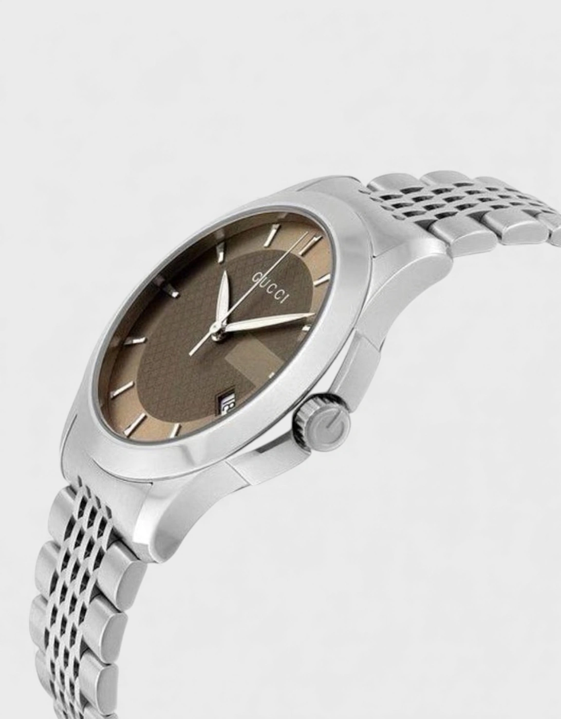 G-Timeless Men's Watch YA126406 with Brown Dial and Silver Bracelet