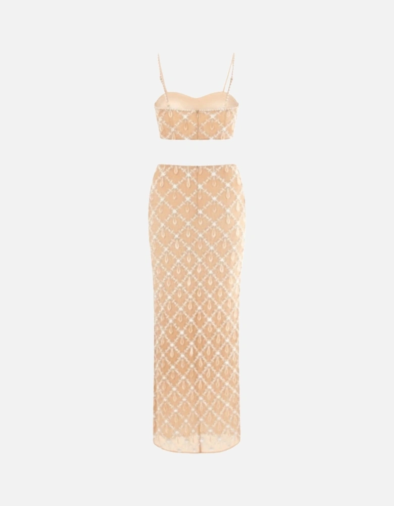 Calliope Luxury Crystal Co-Ord Top Nude
