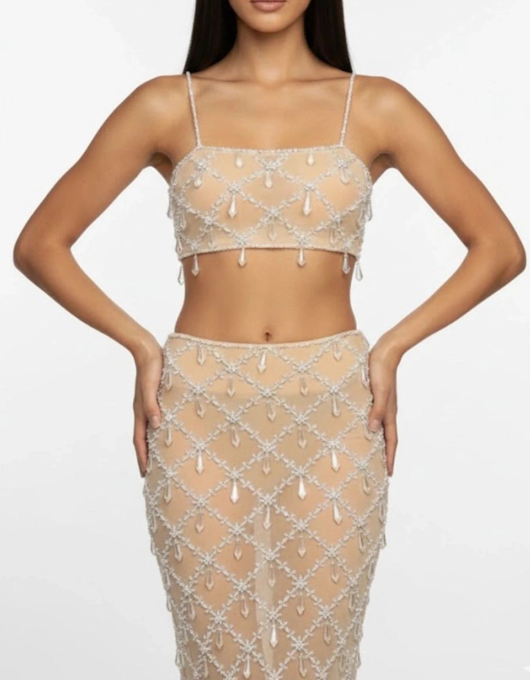 Calliope Luxury Crystal Co-Ord Top Nude