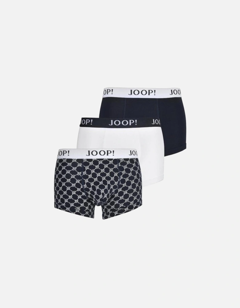 Joop! 3-Pack Cornflower Print Boxer Trunks, Navy/white