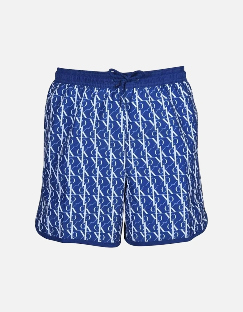 cK1 Logo Print Boys Swim Shorts, Bold Blue