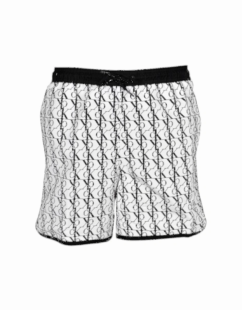 cK1 Logo Print Boys Swim Shorts, Black/White