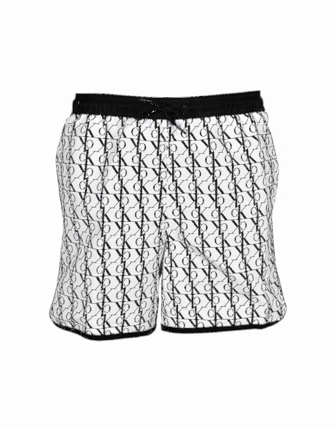 cK1 Logo Print Boys Swim Shorts, Black/White, 4 of 3