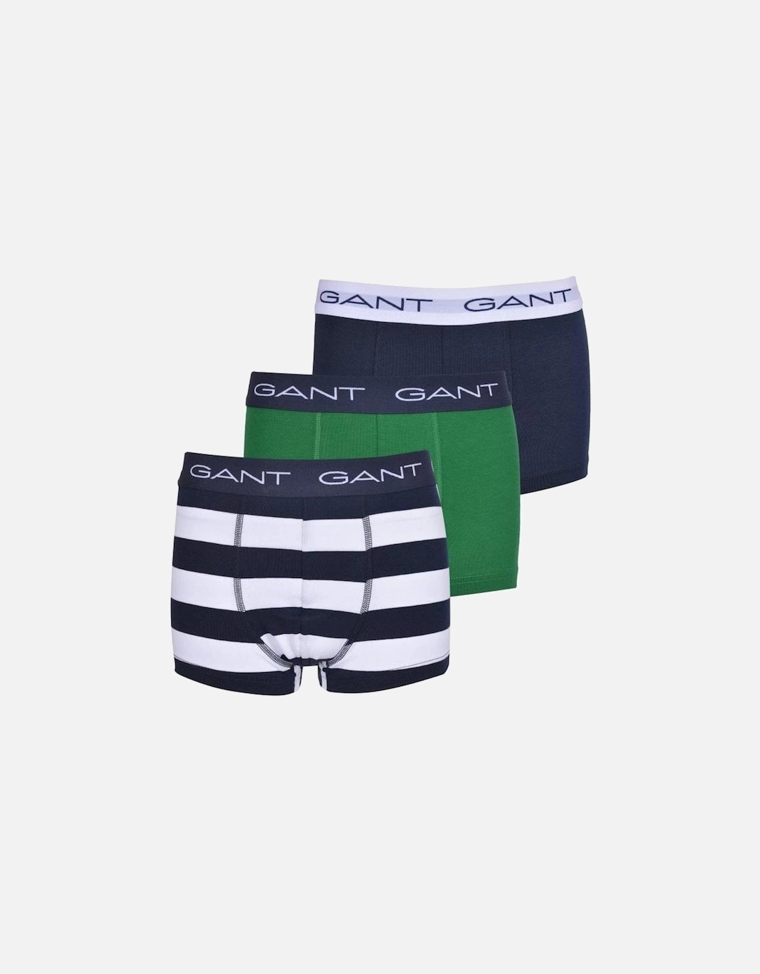 3-Pack Rugby Stripe Boys Boxer Trunks, Green/Navy, 7 of 6