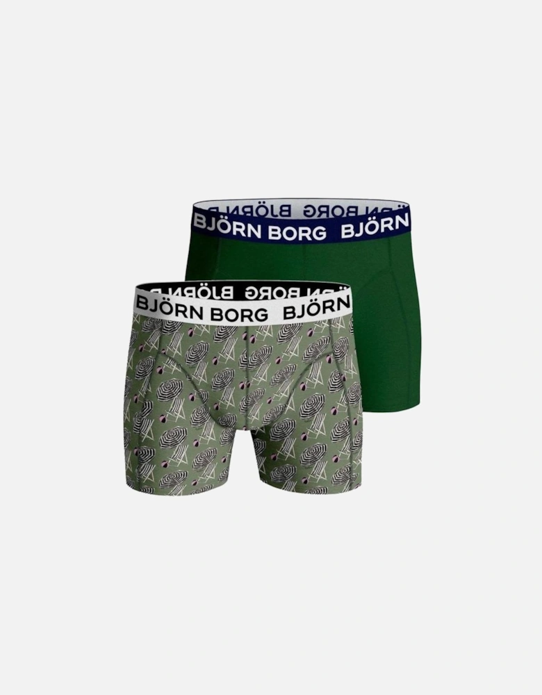 2-Pack Deckchair & Solid Boys Boxer Trunks, Green Mix