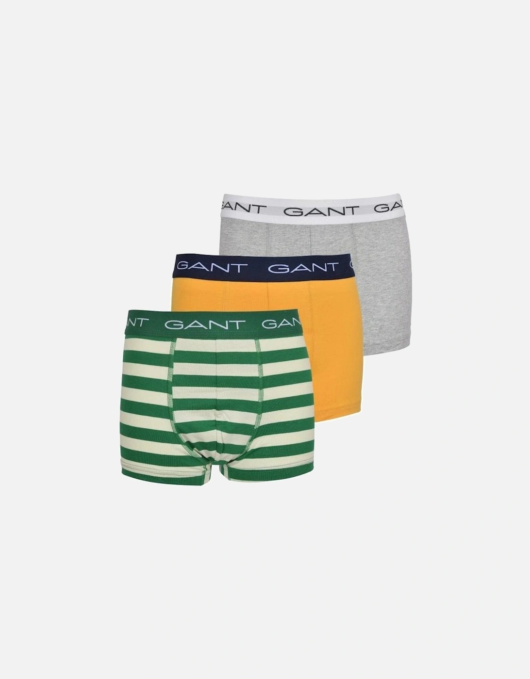 3-Pack Rugby Stripe Boys Boxer Trunks, Grey/Green/Yellow, 7 of 6