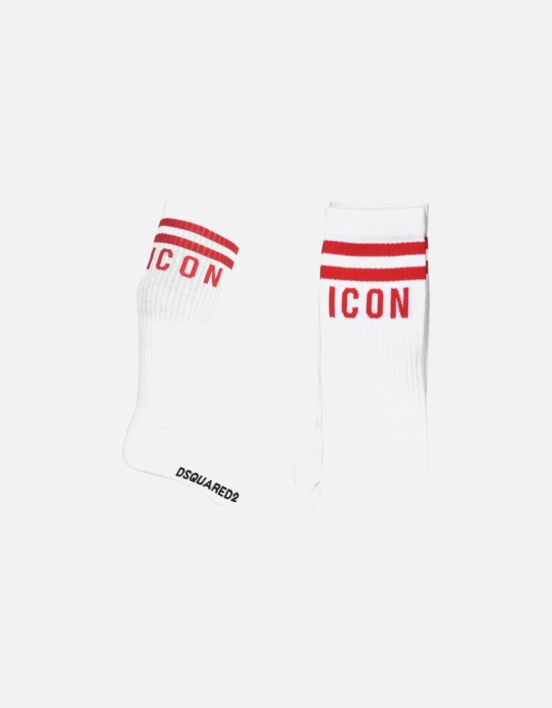 ICON Stripes Logo Sports Socks, White/red, 4 of 3