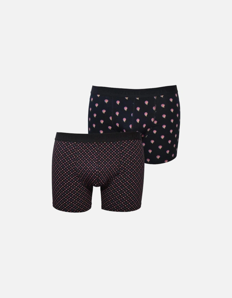 2-Pack Dot and Ditsy Print Boxer Briefs, Black