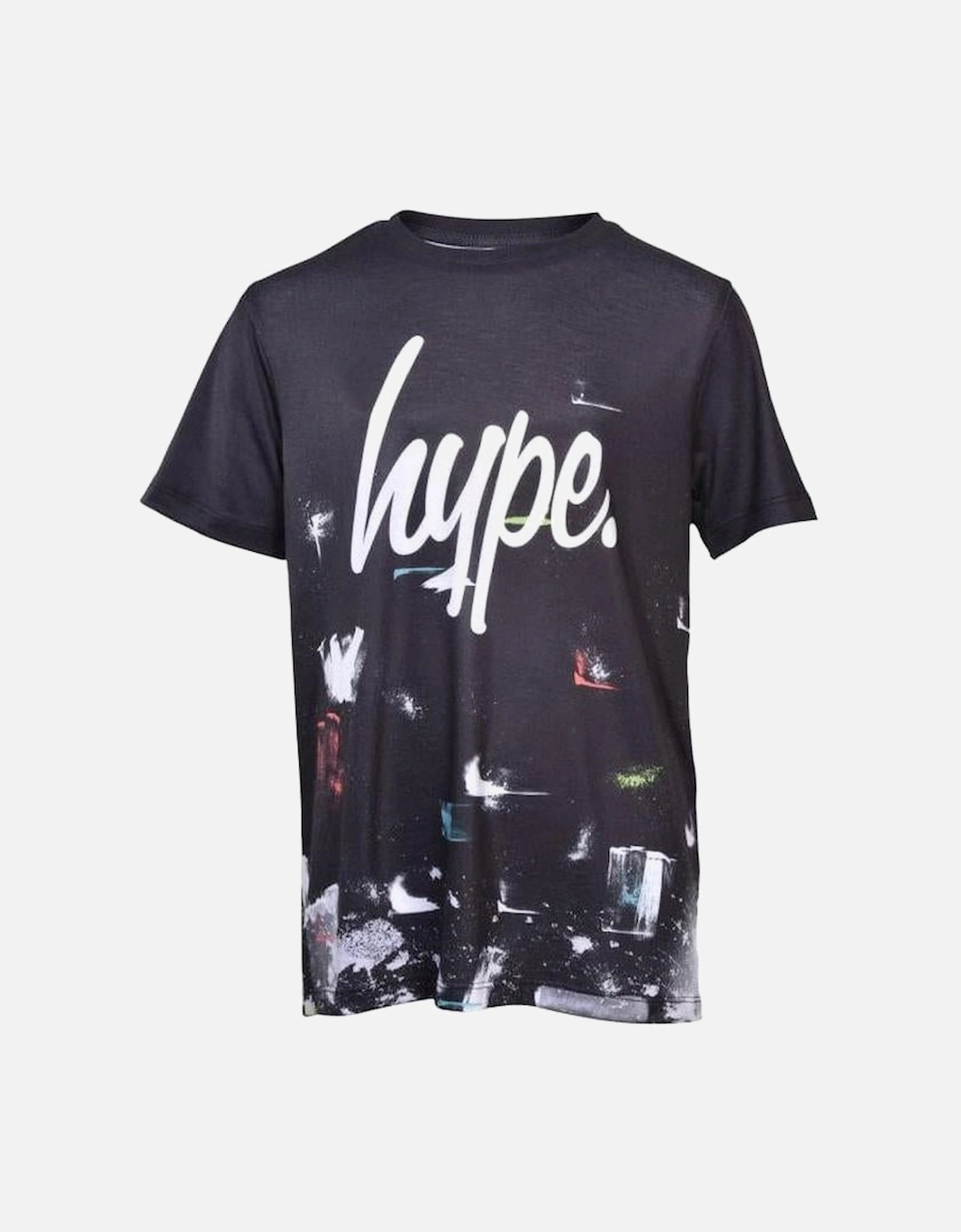 Boys Crew-Neck Art Splat T-Shirt, Black, 4 of 3