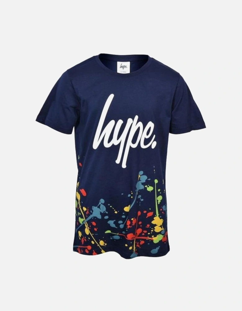 Boys Crew-Neck Splat T-Shirt, Navy