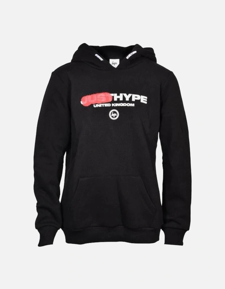 Boys Spray Logo Hoodie, Black