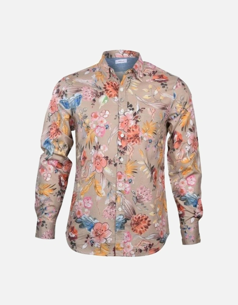 Floral Print Shirt, Fawn/multi